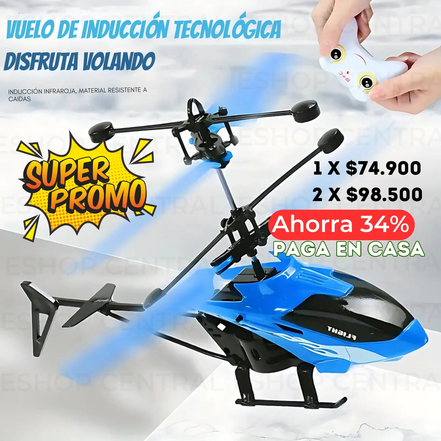 ¡HOY LLEVATE 2  Helicóptero con Sensor al mejor precio!